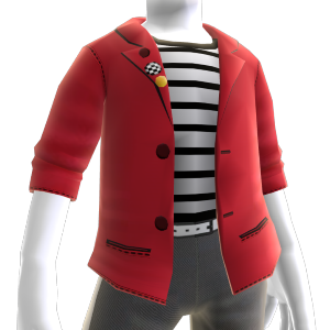 Blazer rouge et haut rayé